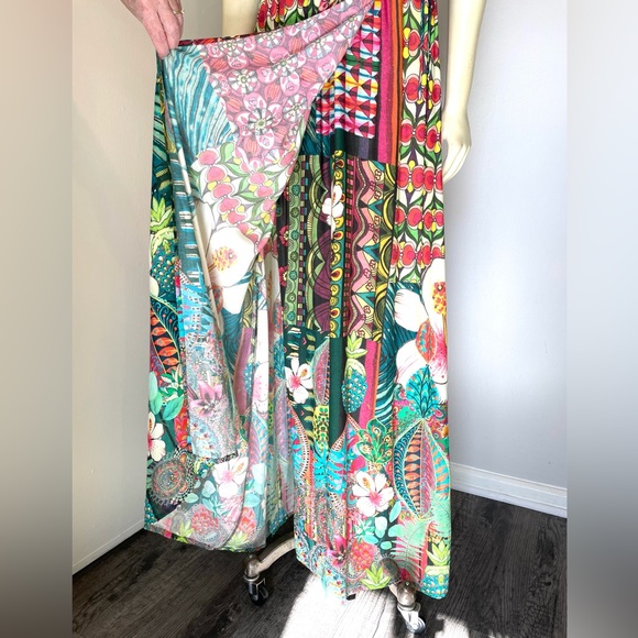 Desigual Multicolor Floral Faux Wrap Sleeveless Summer Dress L - Picture 6 of 10